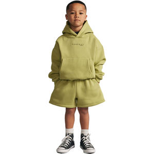 Conjunto de Sudadera con Capucha y Pantalones Cortos para Niñas, Conjuntos Deportivos de Algodón y Felpa, Conjuntos de Sudadera con Capucha y Pantalones Cortos para Niños, Conjuntos Deportivos con Logotipo Personalizado - Product Image 4