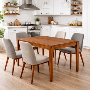 โต๊ะอาหารไม้สักแท้ทรงสี่เหลี่ยม ดีไซน์ทันสมัย เรียบหรู แข็งแรง ทนทาน เหมาะสำหรับบ้านและร้านอาหาร ชุด 4 ที่นั่ง - Product Image 5