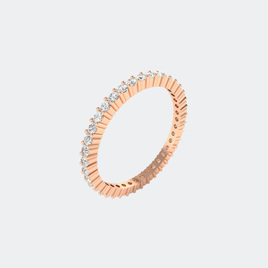 แหวนเพชรทรงกลมเจียระไนแบบบริลเลียนท์ น้ำหนัก 0.60 กะรัต ทอง 9k เพชรเพาะเลี้ยงสี E ได้รับการรับรองจาก IGI ฝังแบบไมโครพรอง ดีไซน์หรูหราแบบ Eternity - Product Image 3