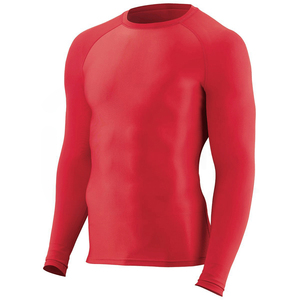 Men's <b>Red</b> <b>Long</b> <b>Sleeve</b> Rash Guard Compression Shirt Quick Dry Polyester Workout <b>Top</b> Adult Size - Product Image 1