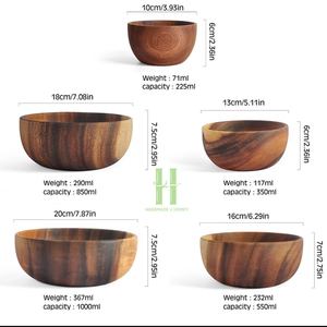 Bol à salade en bois de style japonais, le plus vendu, écologique, en bois naturel, fait main, vaisselle de cuisine pour usage domestique - Product Image 6