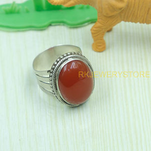 Natural Carnelian Oval Cabochon <b>Ring</b> 925 Sterling Silver Handmade <b>Statement</b> <b>Ring</b> Vintage Boho Carnelian Jewelry Gift For Women - Product Image 2