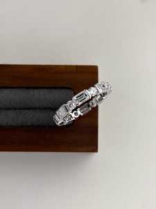 Moissanite <b>Emerald</b> & Round Cut Full Eternity Band <b>Ring</b> For Women's Original 925 <b>Silver</b> Fine Bridal Jewelry Gift For Partners - Product Image 3