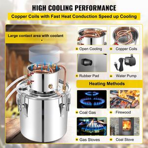 13.2Gal/50L Copper Tube Alcohol Still Distiller Circulating <b>Pump</b> Whiskey Distilling Kit for <b>Beer</b> 100L Alcohol Distilling Kit - Product Image 4