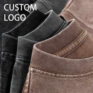 Camiseta Deportiva Extra Grande, de Poliéster/Algodón, Estilo Urbano, Secado Rápido, Transpirable, con Logotipo Personalizado, Lavado Ácido, Vintage, para Hombre - Product Image 1