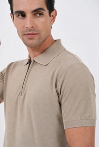 Chemises polo pour hommes de haute qualité avec fermeture éclair, manches courtes, logo personnalisé, t-shirt polo en coton piqué et mélange de polyester - Product Image 5