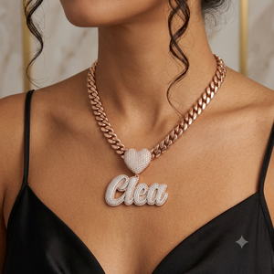 Unisex Hip Hop <b>Custom</b> Initial <b>Name</b> <b>Necklace</b> Iced 925 Silver Rhodium Plated Romantic Heart Clasp Moissanite Diamond Pendant Charm - Product Image 2