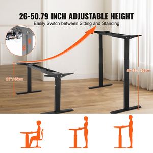 Ergono Dual Motor Adjustable Electric Stand <b>Computer</b> Desk Legs 26''-50.8'' Height 43.3''-70.1'' Length Desk <b>Office</b> Desks - Product Image 4