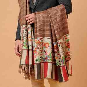 Traditional Solid Kani Pashmina <b>Shawl</b> Soft Warm Luxury Handcrafted Breathable Winter <b>Wrap</b> Elegant Design - Product Image 5