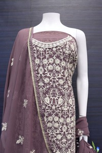 <strong>Designer</strong> Fully Stitched Eid Gharara Heavy Fox Georgette with Chain Stitch Work &amp; Embroidered Dupatta Indian &amp; Pakistani Clothing - Product Image 2