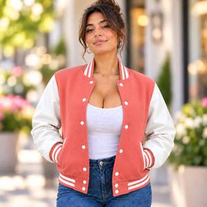 <b>Women</b> Custom <b>Varsity</b> <b>Jacket</b> – Chenille Patches, Personalized Letterman <b>Bomber</b> <b>Varsity</b> <b>Jacket</b>, Wool Body & Leather Sleeves <b>jacket</b> - Product Image 3