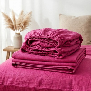 Ensemble de draps en lin naturel 4 pièces – Literie beige avoine délavée – Drap plat respirant, drap-housse et taies d'oreiller - Product Image 2