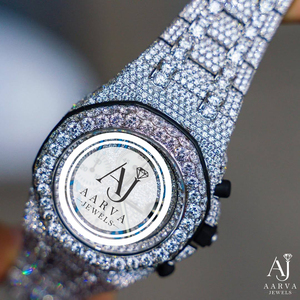Reloj de Lujo para Hombre AARVA JEWELS, Cronógrafo de Cuarzo, Acero Inoxidable, Cristal de Zafiro, Bisel con Cristales, Resistente al Agua 10 Bar, Estilo Hip Hop - Product Image 2