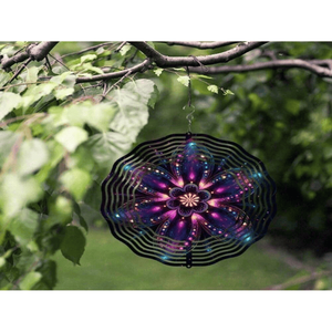 CIFbuy 10 Inch Solar Powered Mandala Wind Chime LED Lights Outdoor Garden Patio Decor with Spinning <b>Hook</b> TikTok for Temu Pick <b>s</b> - Product Image 5