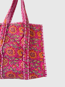 Sac fourre-tout en coton à motif floral avec broderie, design ouvert, pour le shopping toutes saisons, style bohème - Product Image 6