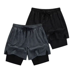 Men's Outdoor Running Shorts Elastic Waist Solid Quick-drying Double <b>Layer</b> Breathable Eco-Friendly Sport Bottoms - Product Image 2