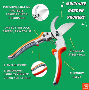 Kwang Hsieh DIY Laser Logo Garden Trimmer Pruning Tool Plastic Handle Bypass Shears Durable Stainless Steel Blade Anti-Slip Grip - Product Image 4
