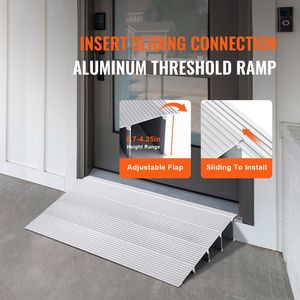 Rampa per Sedia a Rotelle Regolabile in Alluminio, Altezza 4 Pollici, Capacità di Carico 800 Libbre per Porte - Product Image 2