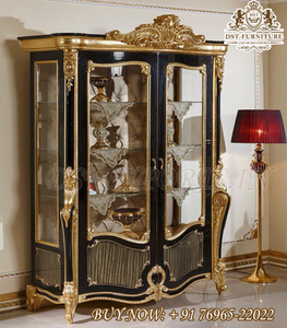 Vitrina de Lujo para Decoración del Hogar, Dorada y Pulida, Nueva Vitrina Tallada de Estilo Francés para Villa Real, Vitrina Tallada de Estilo Francés, EE. UU. - Product Image 6
