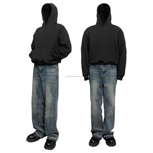 Vendeur de vêtements en gros personnalisé couleur unie 360 Gsm mélanges de coton Boxy sweats à capuche surdimensionnés sweats à capuche pour hommes - Product Image 6