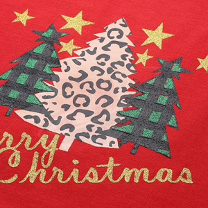 Women <b>Red</b> Christmas Sweatshirt Leopard Print Crew Neck Full Sleeve Knitted <b>Glitter</b> Embroidery Winter Wear - Product Image 5