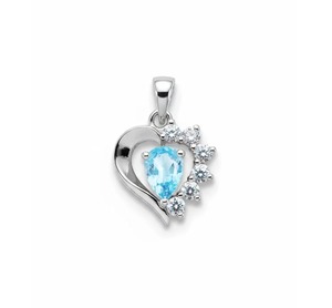 Colgante de Corazón Minimalista de Plata de Ley con Topacio Azul y Circonita, Chapado en Rodio, de Calidad Superior, Venta al por Mayor, Joyería Minimalista de Moda - Product Image 2