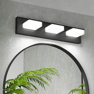 Lámpara de Baño Moderna de 3 Luces LED de 20 Pulgadas, Iluminación de Pared de Acrílico Negro Mate, Luz Fría Blanca para Tocador de Baño - Product Image 1