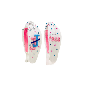 Accesorios para el cabello hechos a mano con cuentas, diadema personalizada con cuentas de semillas anudadas para clubes sociales, grupos universitarios, temas de amistad, a juego. - Product Image 2