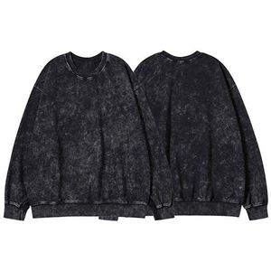 Sweat-shirts à capuche personnalisés pour hommes, hiver, strass, effet délavé, 380 GSM, polyester/coton, broderie unisexe - Product Image 1