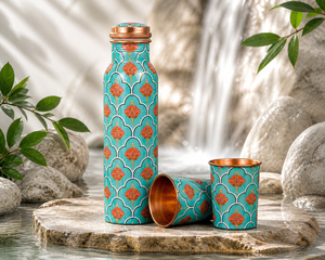 Meena Design Premium Copper Bottle and Glass <b>Set</b> Handmade <b>Gift</b> <b>Set</b> Supplier - Product Image 1