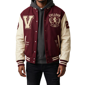 Chaqueta Varsity Negra para Hombre con Capucha, Mangas de Cuero PU, Letra A Bordada, Logotipo de Tigre en la Parte Delantera, Ropa Casual de Otoño - Product Image 4