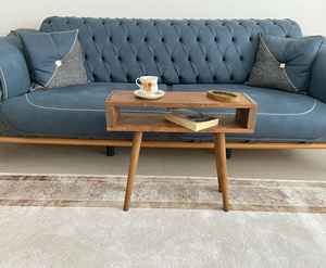 Table d'appoint en bois massif de qualité supérieure, faite à la main, avec étagère de rangement, pour salon, chambre à coucher, petite table, meubles - Product Image 2