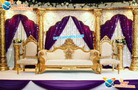 Ensemble de canapés modernes en bois traité pour la décoration de mariage royal britannique des jeunes mariés – Couleur et taille personnalisables, durable, vente en gros