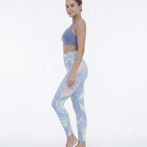 Legging de yoga sans couture respirant à taille mi-haute pour femme, imprimé galaxie, en tissu tricoté extensible 140g, style vintage, toutes saisons - Product Image 6