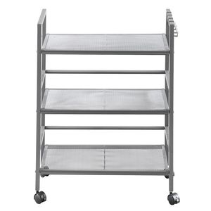 Hodely Scaffale a 3 Ripiani in Rete Grigia per Cucina e Ufficio con Ruote - Product Image 3