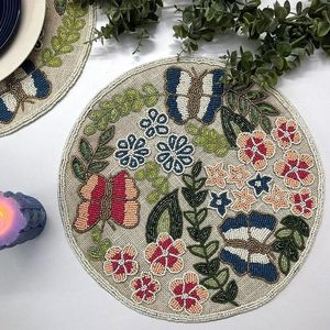 Elegant Handcrafted Embroidery Beaded Placemats for Luxury <b>Dining</b> <b>Table</b> Decoration - Product Image 6
