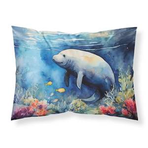 ปลอกหมอนมาตรฐานตกแต่งด้วยงานศิลปะของ Manatee น้ำหนักเบาและนุ่มมากดูแลรักษาง่าย - Product Image 1