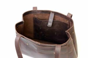 Nouveautés - Sac fourre-tout pour femme en cuir véritable 100% - Logo imprimé personnalisé - Fermeture éclair - Utilisation quotidienne - Cuir de vachette - Sac pour femme - LTB-0207 - Product Image 5