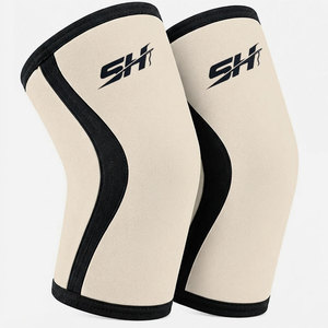 Codera de neopreno unisex color crema claro, de compresión, fácil de poner, protección para el brazo, equipo de entrenamiento de fuerza, protectores de codo - Product Image 1