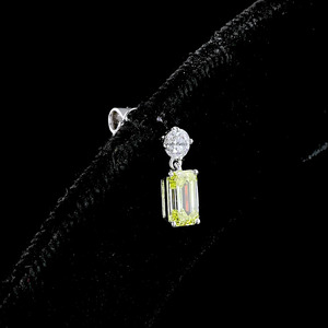 Boucles d'oreilles pendantes en émeraude jaune vif cultivée en laboratoire, certifiées IGI, avec diamant rond, or 10K 14K 18K, bijoux fins - Product Image 4
