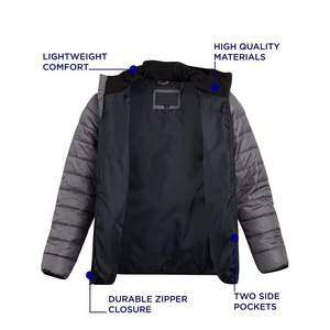 Daizen Star Unisex Hooded Puffer Jacket Zipper Closure Winter Casual Windproof Cotton Filled Solid Color Front Logo High Street - Product Image 2