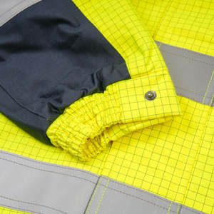 Parka de sécurité robuste à haute visibilité avec motif quadrillé, imperméable et réfléchissant, veste de travail industrielle avec capuche amovible - Product Image 4