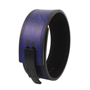 Ceinture de musculation réglable en cuir de vachette avec motif éclair, couleur bleue, unisexe, soutien lombaire pour l'entraînement en force - Product Image 4