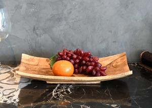 Bol de service décoratif en bois fait main, design minimaliste, finition naturelle, pour la présentation des aliments à la maison - Product Image 6