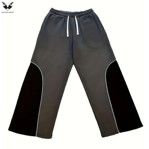 Men's Color Blocked Sweatpants, <b>Drawstring</b> Casual Fashion Streetwear Baggy Sweat Pants, Relaxed Fit Cotton Blend <b>Trousers</b> - Product Image 2