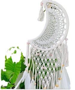 เครื่องดักความฝันรูปพระจันทร์เสี้ยวพร้อมเตียงกุหลาบเครื่องดักฝันปรับแต่งได้สำหรับแขวนผนังของตกแต่งบ้าน - Product Image 1