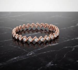 สร้อยข้อมือเงินแท้ชุบทองคำขาว ดีไซน์คลื่นคลาสสิกหรูหรา ประดับเพชรแล็บโกรว์ ระยิบระยับ หรูหรา สำหรับผู้หญิง - Product Image 3