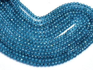 Cuentas redondas microfacetadas de topacio azul AAA+ de 3mm-4mm, cuentas de topacio natural de Londres con revestimiento de cristal, piedras semipreciosas para joyería. - Product Image 1