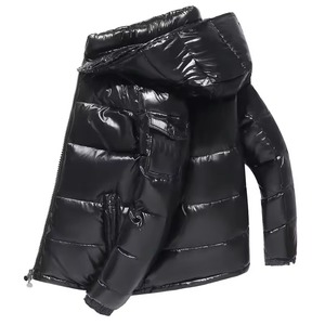Veste matelassée à capuche coupe-vent pour homme de haute qualité, personnalisable avec logo, en toile matelassée tricotée, fermeture éclair, rembourrage en polyester - Product Image 4