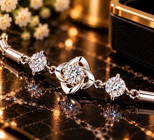 Premium Quality 925 Silver Moissanite Diamond <b>Bracelet</b> with Stylish Details for and Jewelry Gifting Available At Best Price - Product Image 2